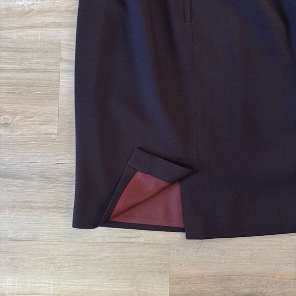 Vintage Gianni Sport Size 10 Wool Pencil Skirt Solid Brown Academia Old Money - Picture 6 of 6